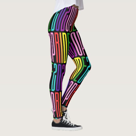 Pride 2020 Original 8 Streifen LGBT-Regenbogentext Leggings (Rechts)