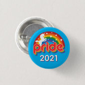 Pride 2022 LGTBQ+ mit Retro-Regenbogen und Einhorn Button (Vorne & Hinten)