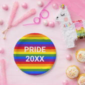 PRIDE 2023 Rainbow Stripe Pattern Party Pappteller (Party)