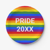 PRIDE 2023 Rainbow Stripe Pattern Party Pappteller (Vorderseite)