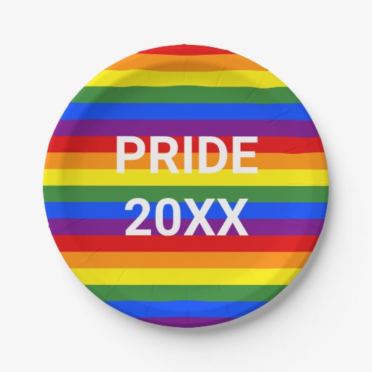 PRIDE 2023 Rainbow Stripe Pattern Party Pappteller (Vorderseite)