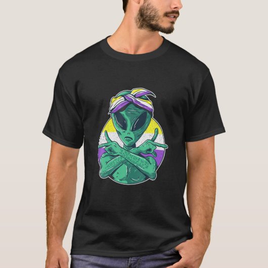 Pride Alien LGBTQ Enby Non-Binary T-Shirt (Vorderseite)