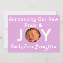 Pride and Joy Baby Girl Foto Geburtserklärung Einladung