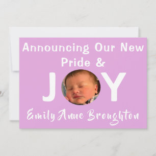 Pride and Joy Baby Girl Foto Geburtserklärung Einladung