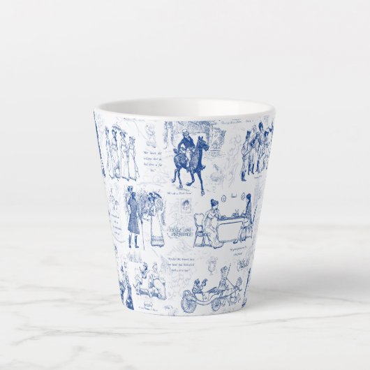 Pride and Prejudice Blue Toile Quotes Milchtasse (Vorderseite)