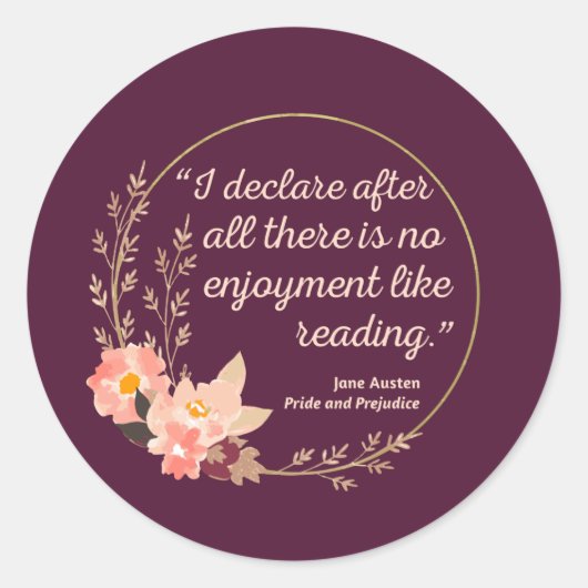 Pride and Prejudice Quote III - Cute Style Runder Aufkleber (Vorderseite)