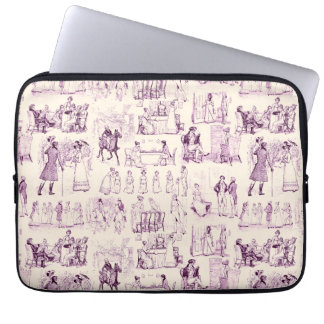 Pride and Prejudice Toile de Jouy Plum und Apricot Laptopschutzhülle