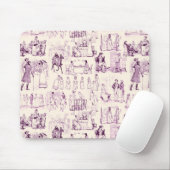Pride and Prejudice Toile de Jouy Plum und Apricot Mousepad (Mit Mouse)