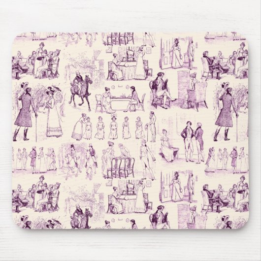 Pride and Prejudice Toile de Jouy Plum und Apricot Mousepad (Vorne)
