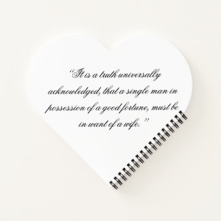 Pride and Prejudice with opening line (script) Notizblock
