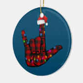 Pride ASL Frohe Weihnachtssprache Red Kariert Keramik Ornament (Links)