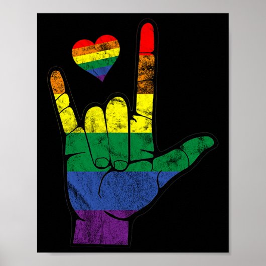 Pride asl Sign Languages LGBt Deaf Awareness Month Poster (Vorne)