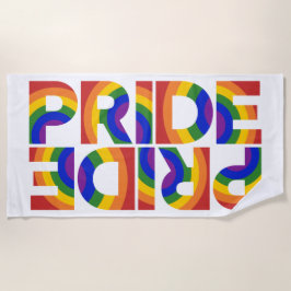 PRIDE Bold Geometric Rainbow Typografie Strandtuch