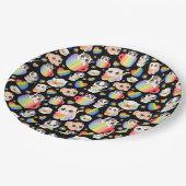 Pride cat and rainbow hearts seamless pattern pappteller (Schrägansicht)