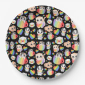 Pride cat and rainbow hearts seamless pattern pappteller (Vorderseite)