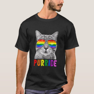 Pride Cat Purride Gay Lgbtq Rainbow Flag Retro Sto T-Shirt