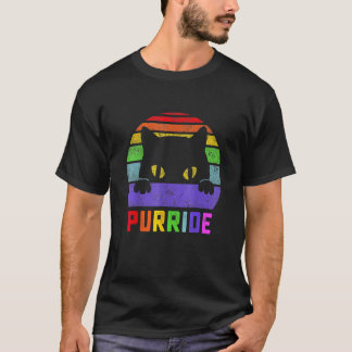 Pride Cat Purride Gay LGBTQ Regenbogenflagge Retro T-Shirt