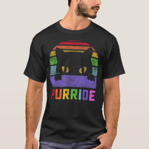 Pride Cat Purride Gay LGBTQ Regenbogenflagge Retro T-Shirt
