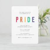 Pride Celebration | LGBTQ Gay Modern Rainbow Party Einladung (Stehend Vorderseite)