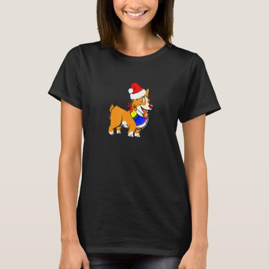 Pride Christmas Corgi Corgi T-Shirt (Vorderseite)