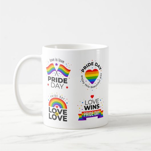 Pride Day Rainbow Heart Kaffeetasse (Links)