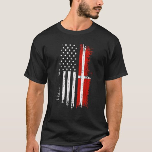 Pride Denmark USA Danish American Flag T-Shirt (Vorderseite)