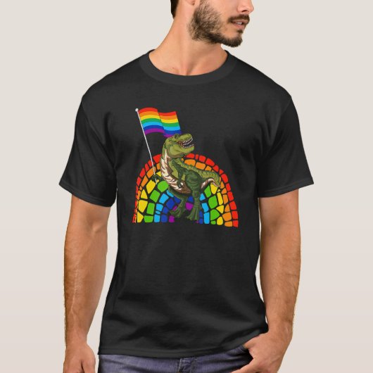 Pride Dinosaur LGBT Gay Lesbian Transgender Trans  T-Shirt (Vorderseite)