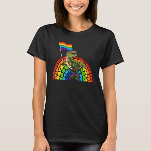 Pride Dinosaur LGBT Gay Lesbian Transgender Trans  T-Shirt (Vorderseite)
