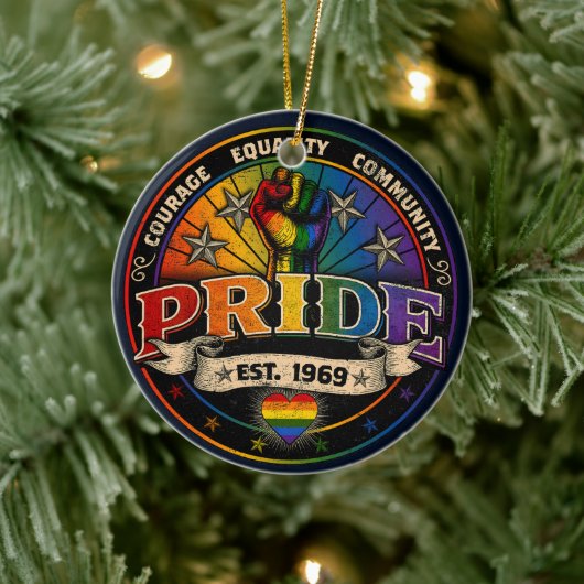 Pride Est. 1969 Keramik Ornament (Baum)