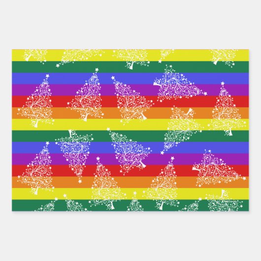 Pride Flag Weihnachtsbaum Snowflake Muster Geschenkpapier Set (Vorderseite 3)
