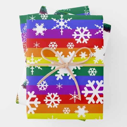Pride Flag Weihnachtsbaum Snowflake Muster Geschenkpapier Set (Beispiel)