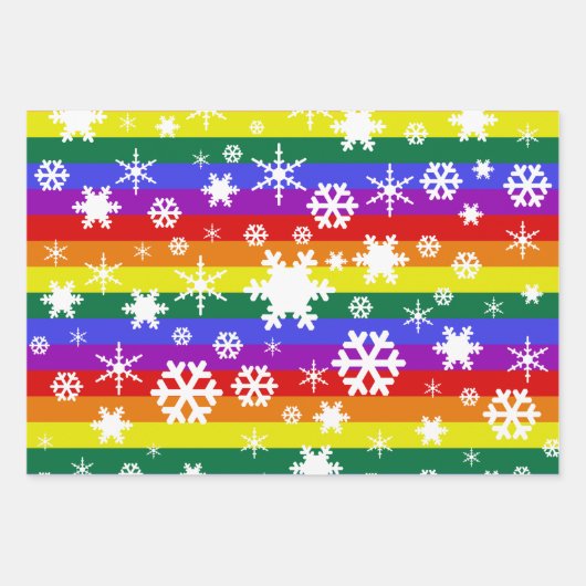 Pride Flag Weihnachtsbaum Snowflake Muster Geschenkpapier Set (Vorderseite)
