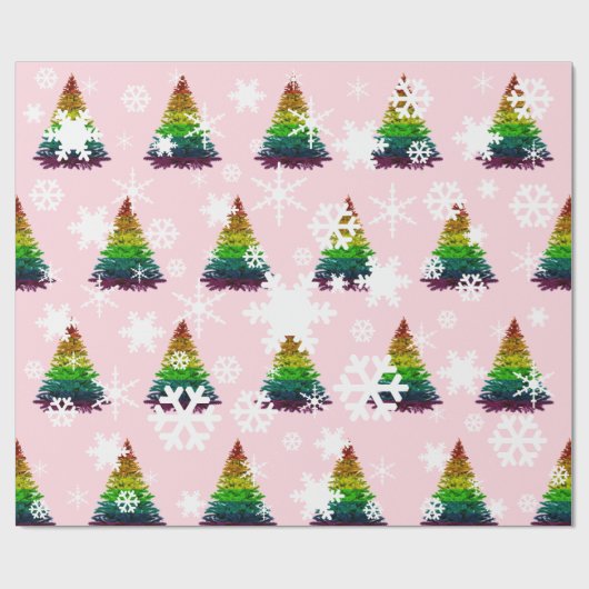 Pride Flag Weihnachtsbaummuster Geschenkpapier (Flach)