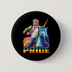 Pride Funny Trump Riding Unicorn Lgbt Gay Lesbian Button