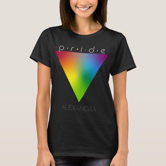 Pride Gay LGBTQ Que Trendy Rainbow Triangle Name T-Shirt (Vorderseite)