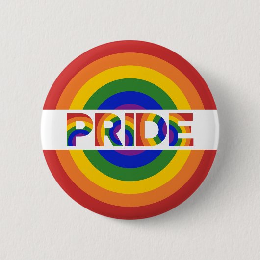 PRIDE Geometric Rainbow Bullseye Button (Vorderseite)