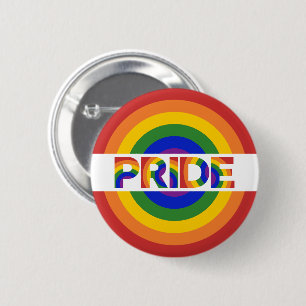 PRIDE Geometric Rainbow Bullseye Button