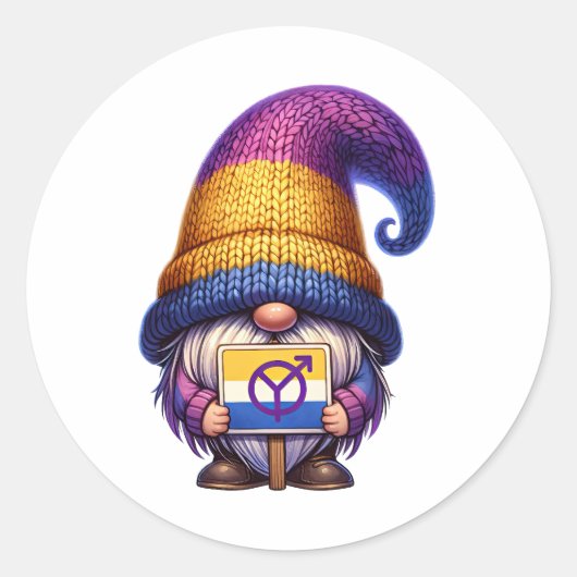 Pride Gnome Sign Runder Aufkleber (Vorderseite)