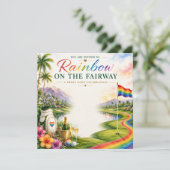 Pride Golf Regenbogen auf der Fairway-Feier Einladung (Stehend Vorderseite)