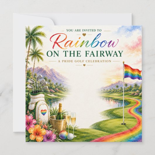 Pride Golf Regenbogen auf der Fairway-Feier Einladung (Vorderseite)