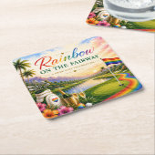Pride Golf Regenbogen auf der Fairway-Feier Rechteckiger Pappuntersetzer (angewinkelt)