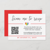 Pride Heart Gay Lesbian Wedding QR Code Online RSVP Karte (Vorne/Hinten)