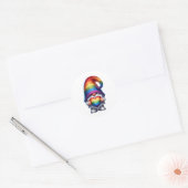 Pride Heart Gnome Runder Aufkleber (Umschlag)