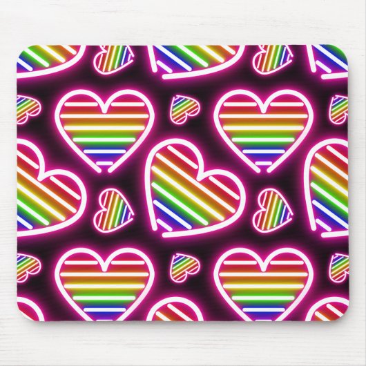 Pride Heart Neon Signs Mousepad (Vorne)