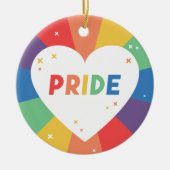Pride Heart Sparkle Keramik Ornament (Vorne)