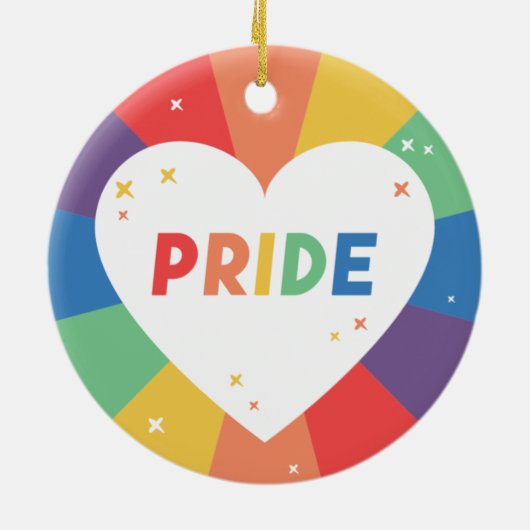 Pride Heart Sparkle Keramik Ornament (Hinten)