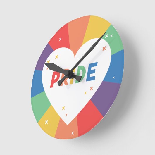 Pride Heart Sparkle Runde Wanduhr (Winkel)