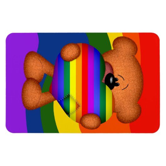 Pride Heart Teddy Bar Magnet (Horizontal)