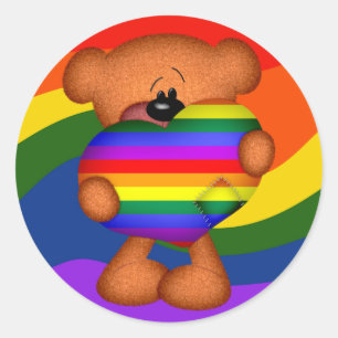 Pride Heart Teddy Bar Runder Aufkleber