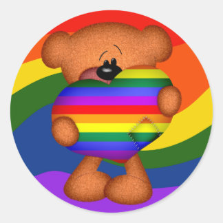 Pride Heart Teddy Bar Runder Aufkleber
